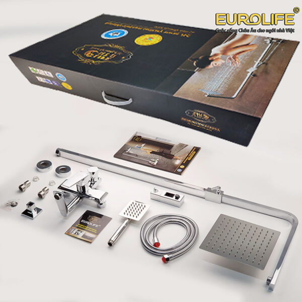 Linh kiện đi kèm của Sen cây tắm đứng nóng lạnh Eurolife EL-SC910 Đồng mạ Chrome