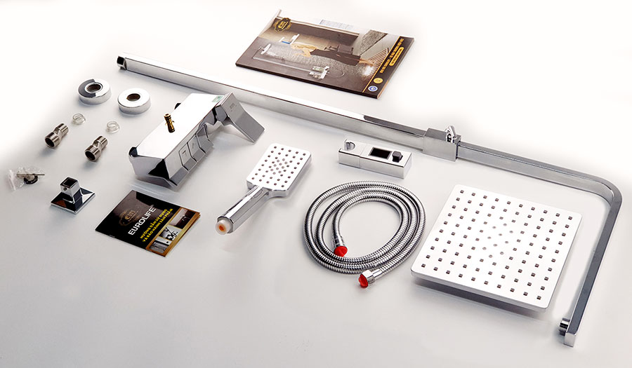 Phụ kiện Sen cây tắm đứng nóng lạnh phím đàn Eurolife EL-SC911 Đồng mạ Crom