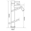 Bản vẽ kỹ thuật vòi lavabo nóng lạnh Eurolife EL-D22 với chiều cao 300mm, khoảng cách đầu vòi 170mm, phù hợp chậu lavabo đặt bàn.