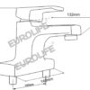 Bản vẽ kỹ thuật vòi lavabo nóng lạnh Eurolife EL-DAISY 03, thể hiện kích thước sản phẩm 130mm, chiều vươn vòi 132mm, khoảng cách chân kết nối 100mm và chiều dài thân 140mm, hỗ trợ kiểm tra thông số trước khi lắp đặt.