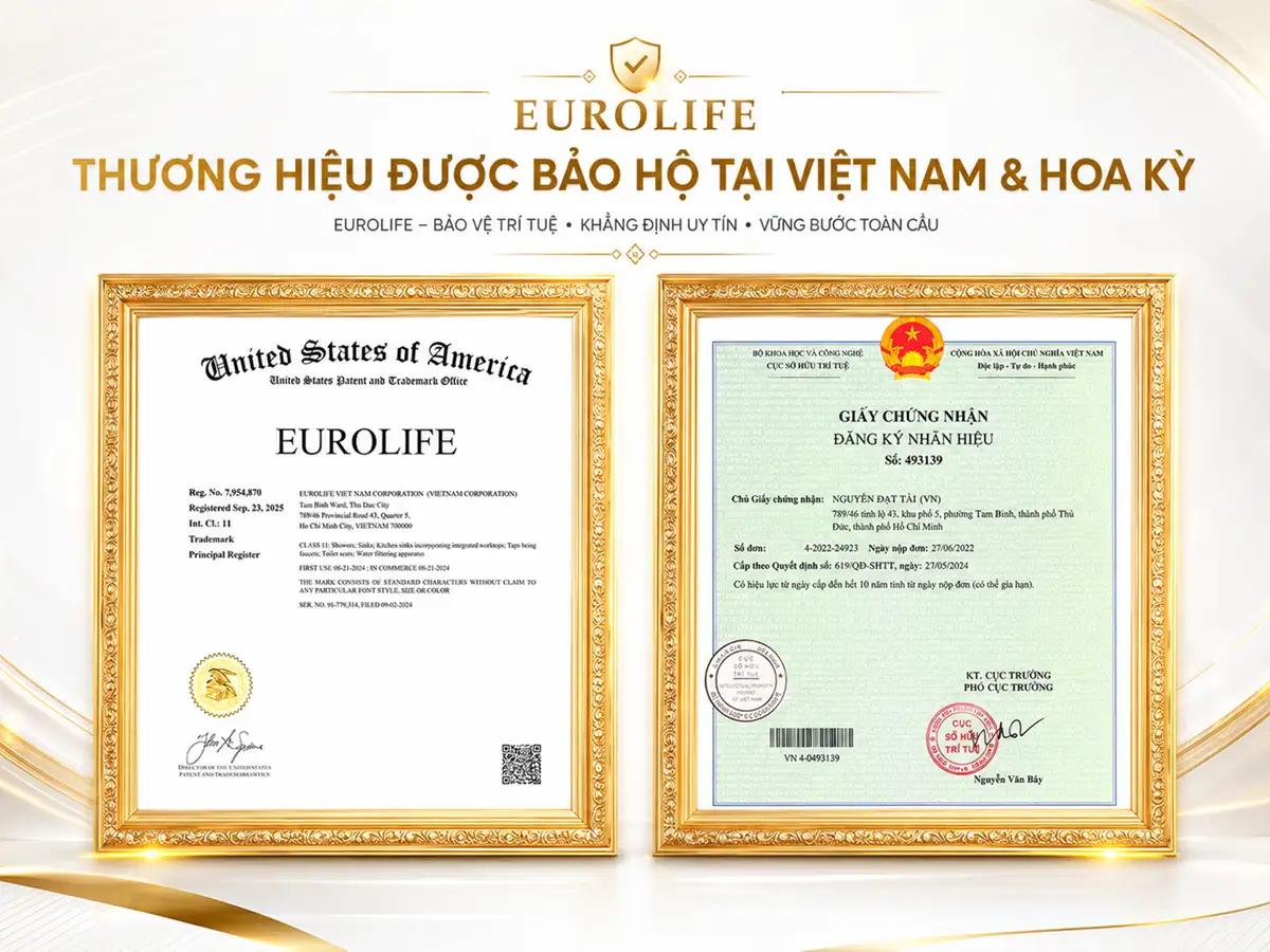 Bảo hộ thương hiệu Eurolife tại Việt Nam và Hoa Kỳ cho phụ kiện phòng tắm