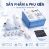 Hình ảnh bộ sản phẩm Eurolife EL-LS-D10 gồm thân máy lọc, lõi lọc, đầu chuyển đổi, hộp sản phẩm và hướng dẫn sử dụng bảo hành.