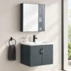 Bộ tủ lavabo Eurolife BLV-IN01 Inox 304 lõi Polywood, màu xanh dưa hấu, cánh hoa văn hình học nổi, treo tường 60cm