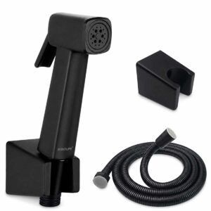 Bộ vòi xịt vệ sinh Eurolife EL-X11-D PVD đen mờ gồm tay xịt tăng áp, dây xịt 120cm và bát gác đồng bộ