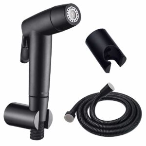 Bộ vòi xịt vệ sinh hai chế độ Eurolife EL-X12-D gồm tay xịt, dây 120cm và bát gác mạ PVD đen.