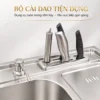 Chi tiết bộ cài dao tích hợp trên mặt chậu rửa chén Eurolife EL-C9245