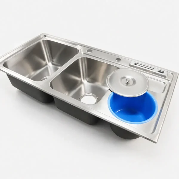 Cấu tạo hố rác nhựa tháo rời có nắp đậy trên chậu Eurolife EL-C9245
