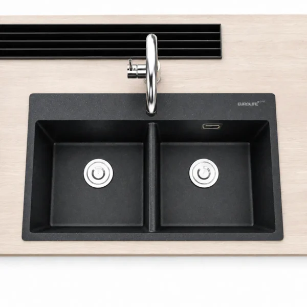 Thiết kế 2 hố cân chậu đá thạch anh Eurolife EL-QC8349
