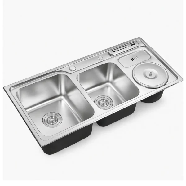 chậu rửa chén eurolife el-c9245 dự án gồm hai hộc và hố rác tích hợp