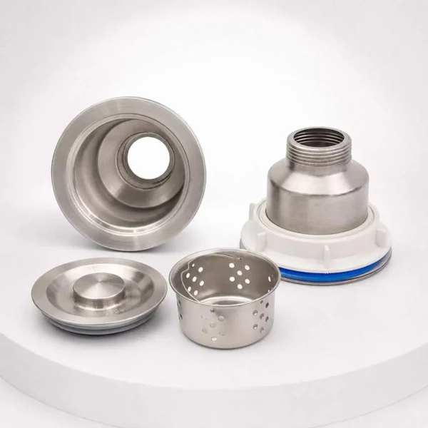 Chi tiết rốn xả, nắp xả và giỏ lọc rác Inox của chậu Eurolife EL-C9245
