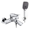 Hình đại diện củ sen nóng lạnh Eurolife EL-ROS 01 bằng đồng H61, bề mặt mạ Chrome sáng bóng, thiết kế bo tròn mềm mại, đi kèm tay sen 3 chế độ và bát gác.