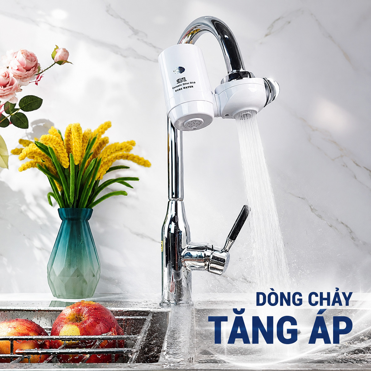 Hình ảnh mô tả dòng chảy tăng áp của Eurolife EL-LS-D10, một trong hai kiểu dòng chảy ở chế độ nước thường.