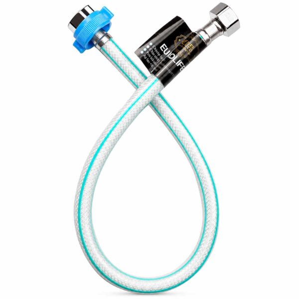 Eurolife EL-DN50 và EL-DN60 là dòng dây cấp nước bọc bố dù có thân mềm dẻo, đầu nối kim loại và bát vặn hỗ trợ lắp đặt.