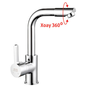 Hình đại diện vòi rửa chén Eurolife EL-KM02 thể hiện thiết kế tổng thể sản phẩm với bề mặt mạ Chrome 5 lớp, thân vòi Đồng H61, cần vòi quay 360 độ và đầu vòi xoay linh hoạt.