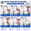 Hình ảnh mô tả quy trình lắp đặt máy lọc nước đầu vòi Eurolife EL-LS-D20 với các bước tháo đầu tạo bọt, lắp đầu chuyển đổi và gắn thân máy.