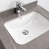 Mặt bàn đá Eurolife BLV-AL15 với bề mặt vân đá, gờ phía sau và khu vực lắp chậu sứ âm dưới bàn.