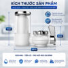 Hình ảnh kích thước máy lọc nước đầu vòi Eurolife EL-LS-D20 với thiết kế nhỏ gọn, thân máy màu trắng và cốc lọc trong suốt.