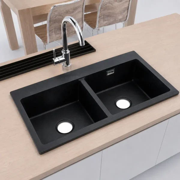 Lắp dương chậu đá thạch anh Eurolife EL-QC8349 trên mặt bàn