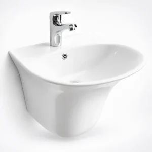 Lavabo treo tường liền khối Eurolife EL-LVB02 bằng sứ men Nano tuyết màu trắng