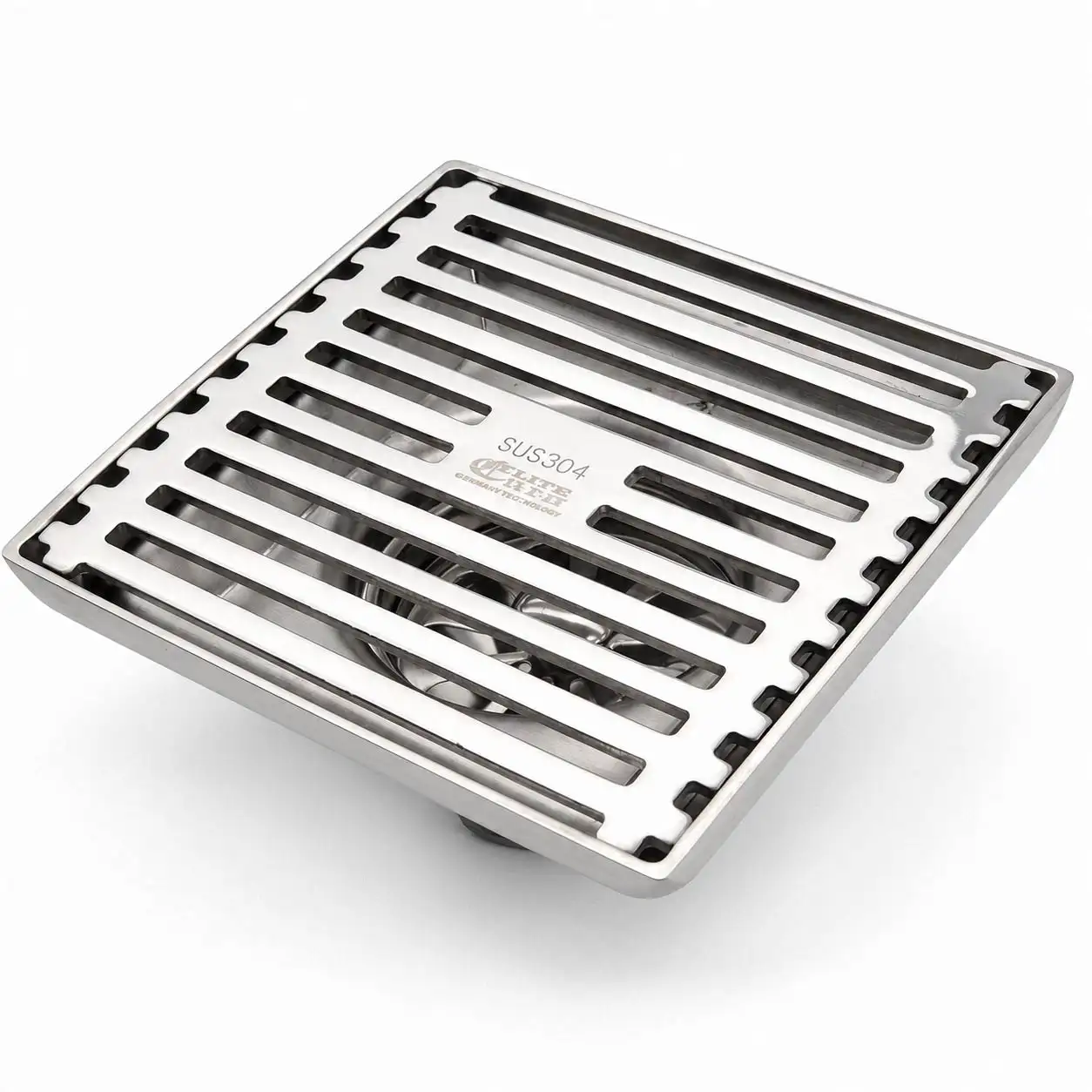 Nắp nan song song của phễu thu sàn inox 304 Eurolife EL-HG04 nhìn từ trên xuống