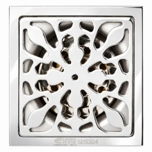 Phễu thu sàn hoa văn 100x100 Inox SUS 304 Eurolife EL-HG06