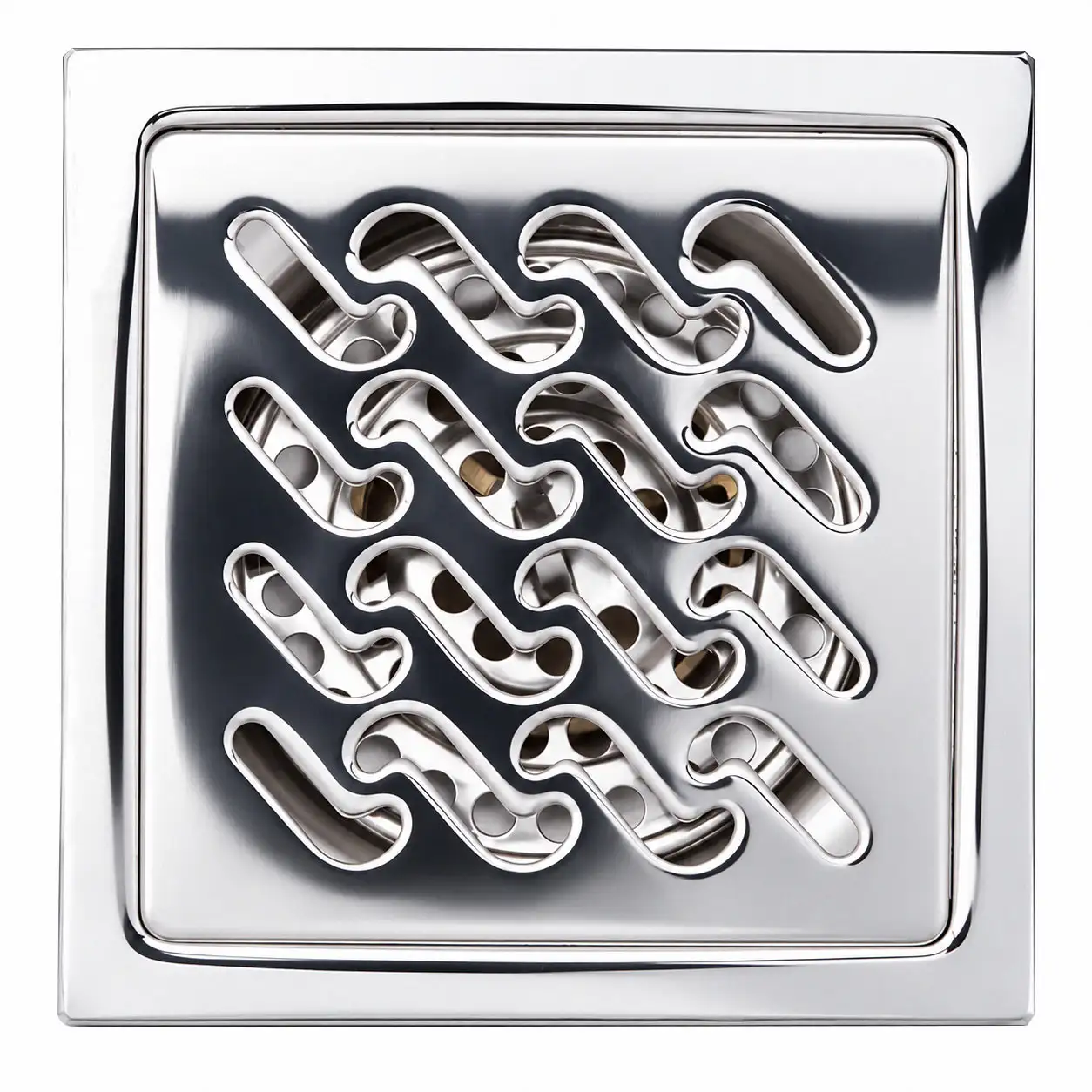 phễu thu sàn Inox SUS 304 100x100mm Eurolife EL-HG07 mặt vuông sáng bóng