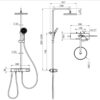 Bản vẽ kích thước sen cây Eurolife EL-SC905 màu đen, thể hiện chiều cao điều chỉnh 820–1250 mm, chiều rộng thân củ sen 380 mm, đường kính bát sen 260 mm và chuẩn kết nối G1/2.