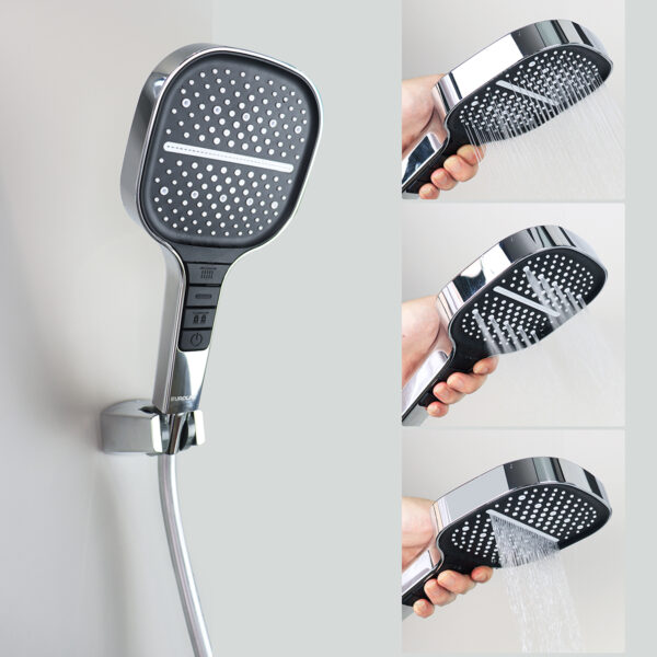 Tay sen cầm tay của sen cây Eurolife EL-SC907 có 3 chế độ phun nước, thiết kế mặt phun lớn, nút chuyển chế độ trên tay cầm và dây sen linh hoạt khi sử dụng.