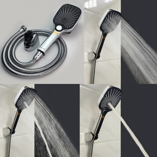 Hình ảnh tay sen 3 chế độ đi kèm củ sen nóng lạnh Eurolife EL-ROS 01, thể hiện các kiểu phun nước, dây sen 150cm và bát gác tiện dụng.