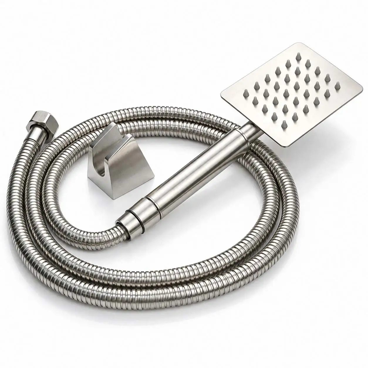 Tay sen chữ nhật, dây sen Inox SUS 304 Satin và bát gác của bộ Eurolife EL-111SH