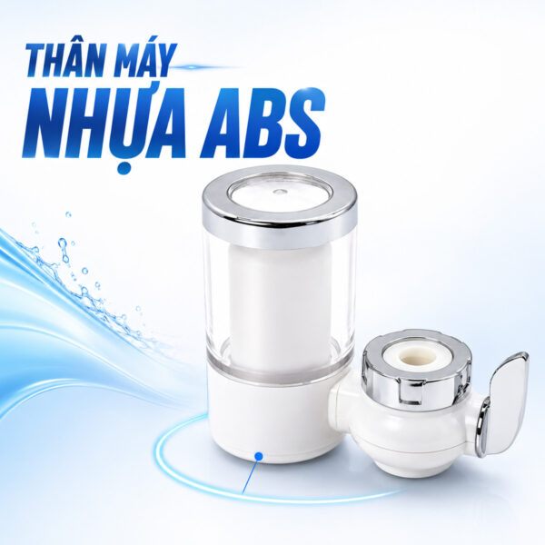 Hình ảnh thân máy nhựa ABS của máy lọc nước đầu vòi Eurolife EL-LS-D20, thiết kế màu trắng hiện đại, nhỏ gọn và phù hợp môi trường bếp.