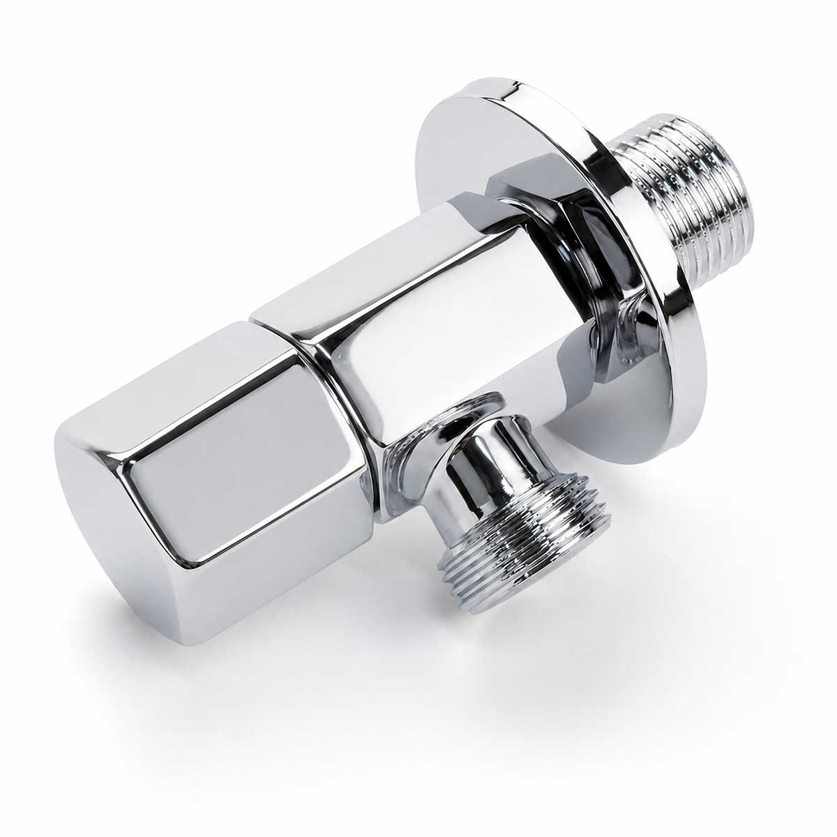 Thân van góc Eurolife EL-VG01 có thiết kế lục giác, một đường nước ra và bề mặt Chrome được hoàn thiện đồng nhất.