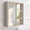 Thiết kế tủ gương Eurolife BLV-IN04 khung trắng, cánh gương viền Gold và hệ kệ mở có hai đợt ngang bên phải.