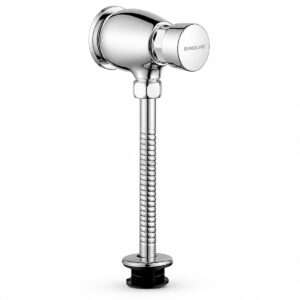 Thiết kế tổng thể van xả tiểu nhấn nam Eurolife EL-XT140 gồm thân van mạ Chrome, nút nhấn delay, ống dẫn và chi tiết kết nối bồn tiểu.