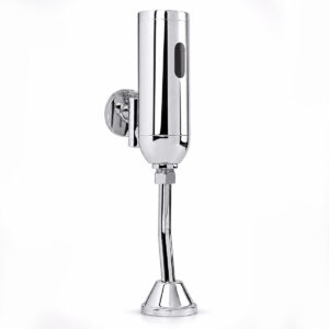 Hình đại diện van xả tiểu cảm ứng Eurolife EL-A105 với thân trụ mạ Chrome, mắt cảm ứng phía trước, ống dẫn cong và bát che kết nối.