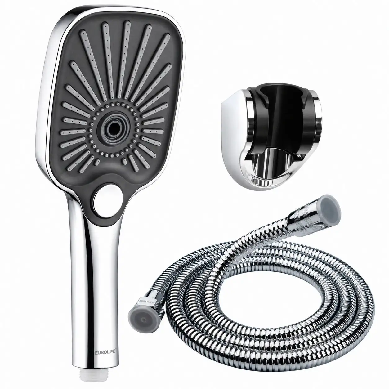 Thông số bộ tay dây sen Eurolife EL-127SH-T gồm tay sen 3 chế độ, dây sen 150 cm và bát gác Chrome