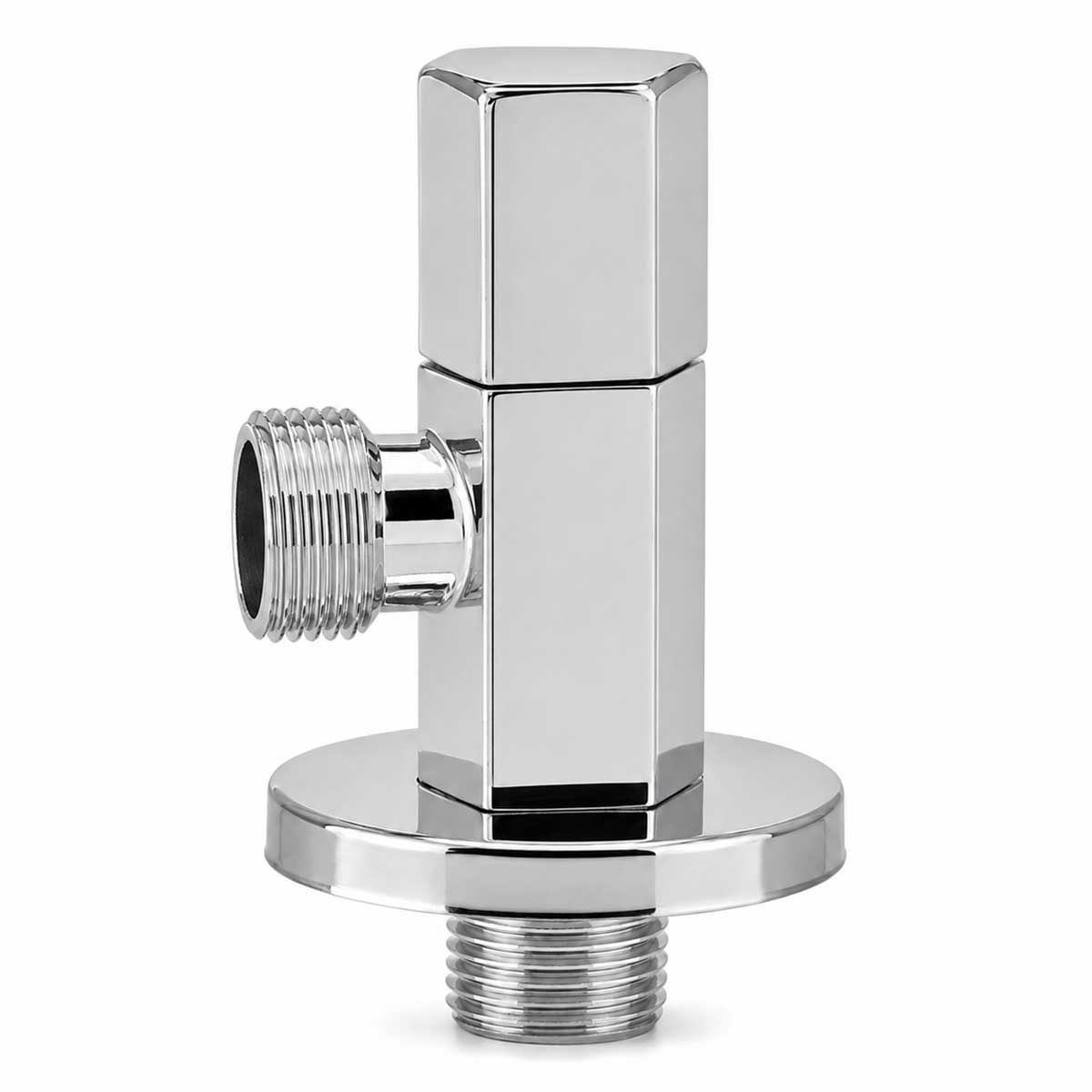 Van góc Đồng mạ Chrome Eurolife EL-VG01 có thiết kế một đường nước ra, núm điều chỉnh lục giác và ren kết nối 21mm.