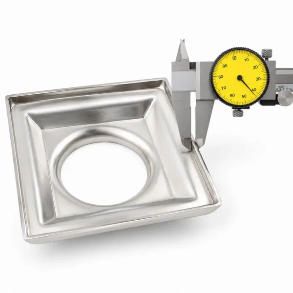 Đo độ dày vật liệu 2,5 mm trên thân phễu thu sàn Inox SUS 304 Eurolife EL-HG04