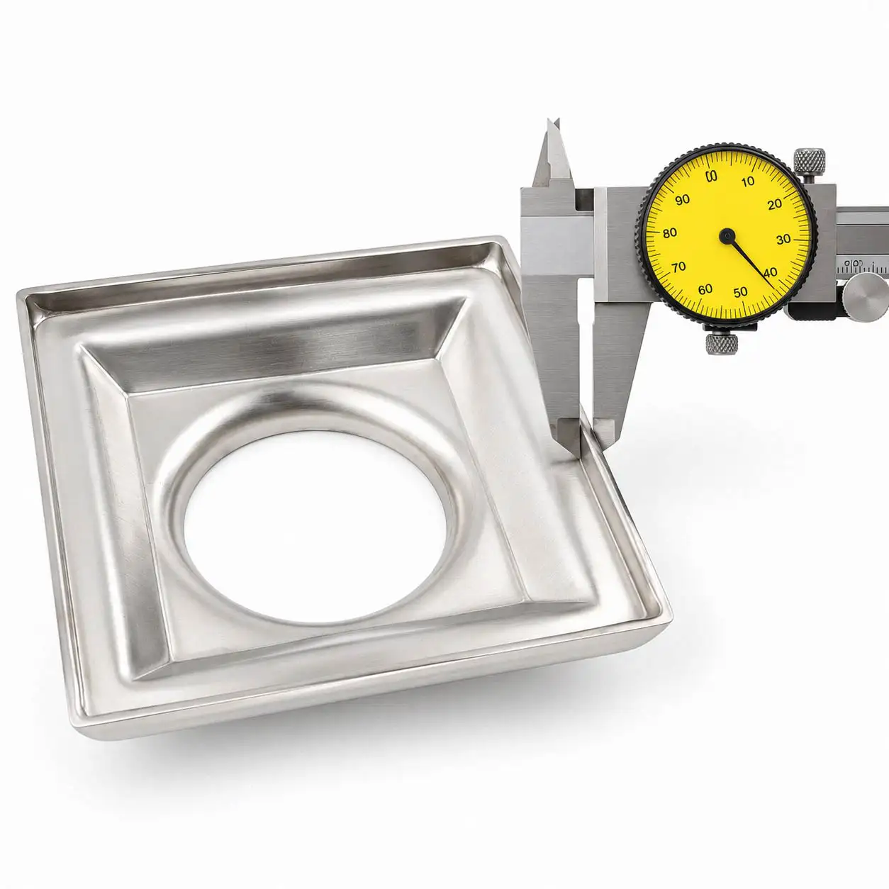 Đo độ dày vật liệu 2,5 mm trên thân phễu thu sàn Inox SUS 304 Eurolife EL-HG04
