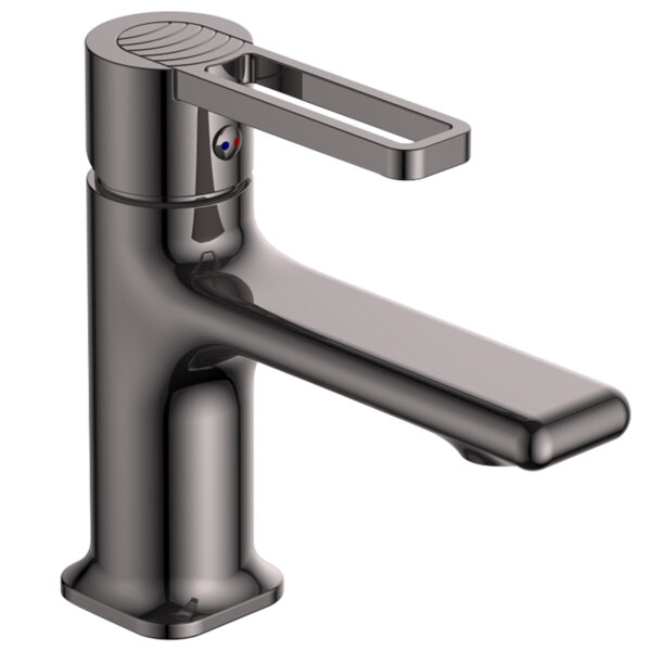 Hình đại diện vòi lavabo nóng lạnh Eurolife EL-GRAY 02 với thiết kế 1 chân cao 145mm, thân Đồng H61, bề mặt mạ PVD xám huyền bí và kiểu dáng hiện đại.