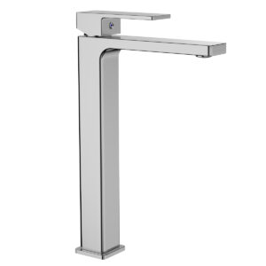 Hình đại diện vòi lavabo nóng lạnh Eurolife EL-HAVENT 03, thiết kế dáng cao 30cm, thân vuông khỏe khoắn, chất liệu Đồng H61 mạ Chrome sáng bóng.