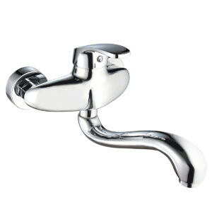 Vòi rửa chén âm tường Eurolife EL-T015AT thân Đồng H61 mạ Chrome 5 lớp, thiết kế gắn tường gọn gàng, cần vòi quay 360 độ.