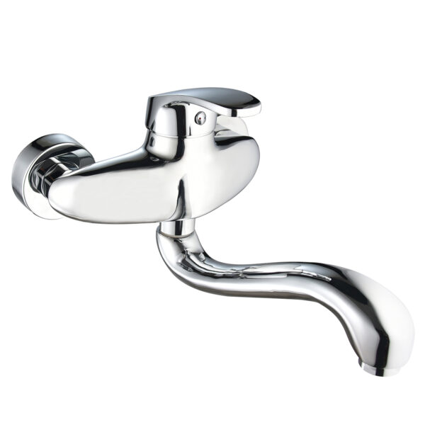 Vòi rửa chén âm tường Eurolife EL-T015AT thân Đồng H61 mạ Chrome 5 lớp, thiết kế gắn tường gọn gàng, cần vòi quay 360 độ.