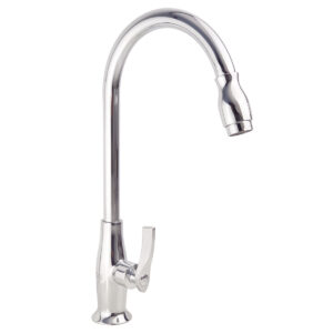 Vòi rửa chén lạnh đồng H61 EL-RC06 của Eurolife với bề mặt mạ Chrome 5 lớp, thiết kế cần cong xoay 360 độ và đầu vòi tạo bọt.