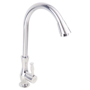 Vòi rửa chén lạnh Eurolife EL-RC03 bằng đồng H61, bề mặt mạ Chrome 5 lớp, thiết kế cần cong xoay 360 độ.