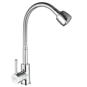 Vòi rửa chén nóng lạnh Eurolife EL-KM03 thiết kế cần lò xo linh động, thân Đồng H61 mạ Chrome 5 lớp, đầu vòi 2 chế độ.