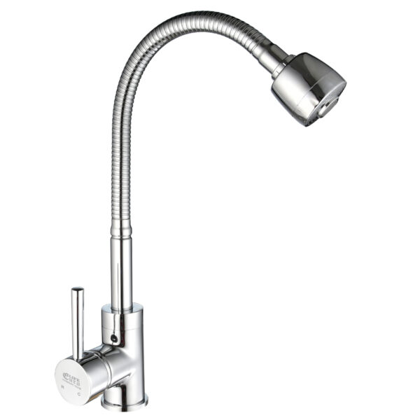 Vòi rửa chén nóng lạnh Eurolife EL-KM03 thiết kế cần lò xo linh động, thân Đồng H61 mạ Chrome 5 lớp, đầu vòi 2 chế độ.