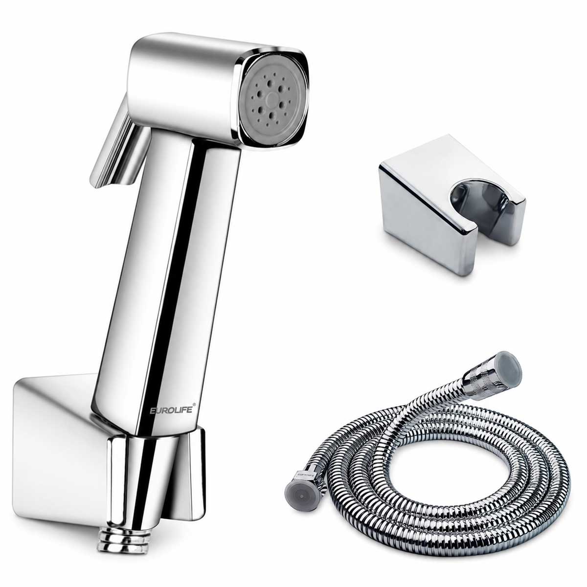 Hình đại diện bộ vòi xịt Eurolife EL-X11-T với tay xịt nhựa ABS, dây 120cm và bát gác có bề mặt Chrome đồng bộ.