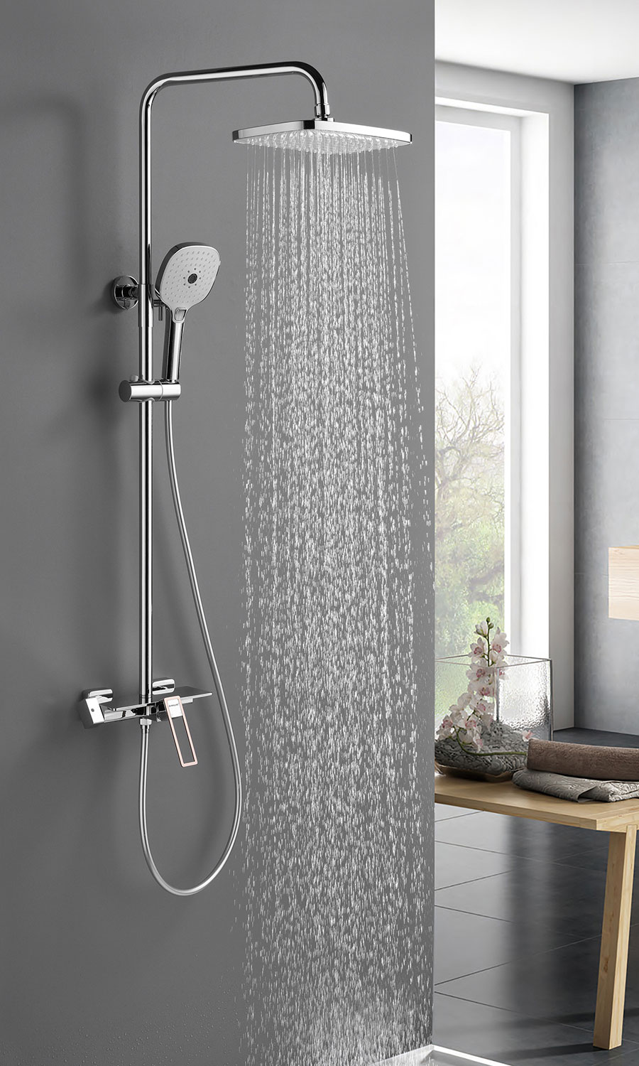 Sen cây tắm đứng nóng lạnh Eurolife EL-SC921 Đồng mạ Crom