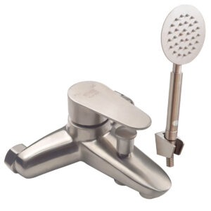 Hình đại diện củ sen nóng lạnh Eurolife EL-TUL 01 với thân Inox SUS 304 xước mờ, thiết kế bo tròn hiện đại, nút chuyển đổi nhấn rút và tay sen tăng áp đi kèm.